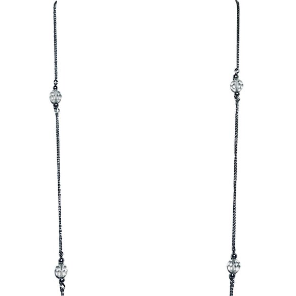 Avon Silver Tone Curb Chain Necklace W/ Clear Faceted Beads (5684) - Picture 5 of 7